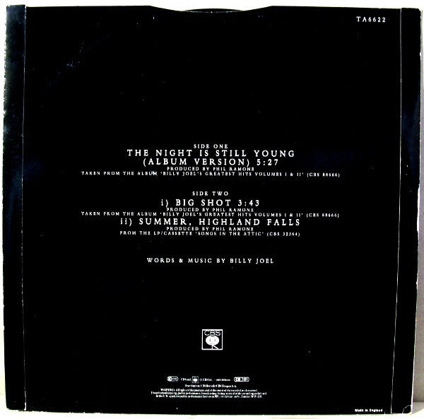 Billy Joel : The Night Is Still Young (12", Single)