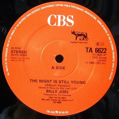 Billy Joel : The Night Is Still Young (12", Single)