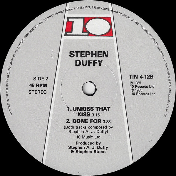 Stephen A J Duffy* : Un Kiss That Kiss (12")
