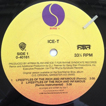 Ice-T : Lifestyles Of The Rich And Infamous / The Tower (12", Maxi)