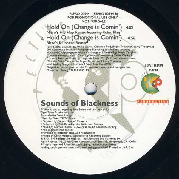 Sounds Of Blackness : Hold On (Change Is Comin') (12", Promo)