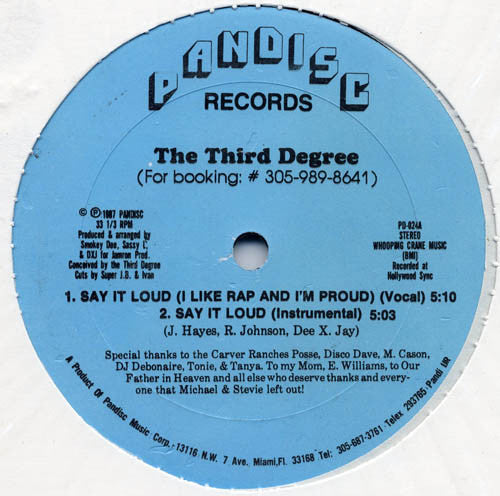 The Third Degree : Say It Loud (12")