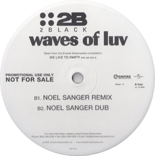 2 Black : Waves Of Luv (12", Promo)