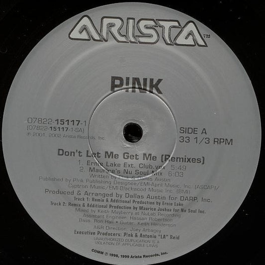 P!NK : Don't Let Me Get Me (Remixes) (12")