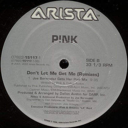 P!NK : Don't Let Me Get Me (Remixes) (12")