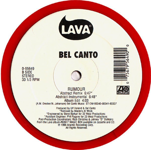 Bel Canto : Rumour (Remixes By Masters At Work) (12", Ltd, Red)