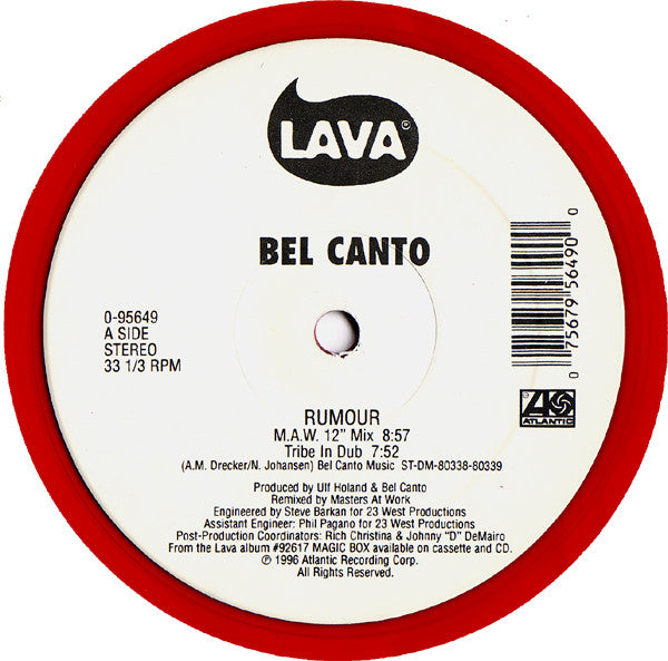 Bel Canto : Rumour (Remixes By Masters At Work) (12", Ltd, Red)