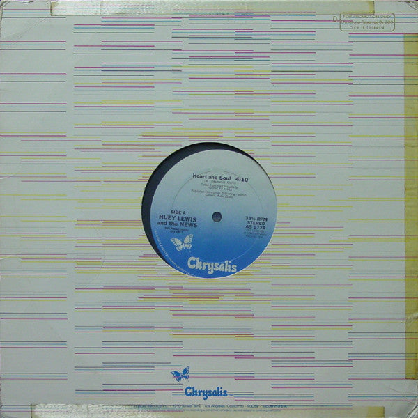 Huey Lewis And The News* : Heart And Soul (12", Single, Promo)