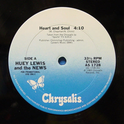 Huey Lewis And The News* : Heart And Soul (12", Single, Promo)
