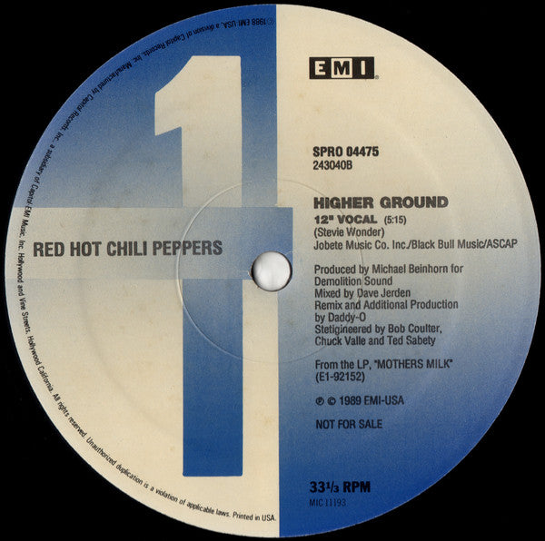 Red Hot Chili Peppers : Higher Ground (12", Single, Promo)