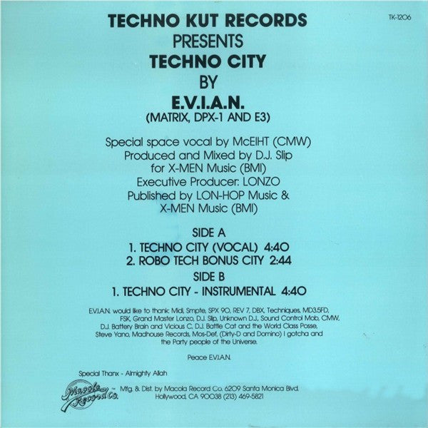 E.V.I.A.N. And The Atlantis Posse : Techno City (12")