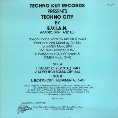 E.V.I.A.N. And The Atlantis Posse : Techno City (12")