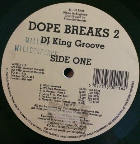 DJ King Groove : Dope Breaks 2 (LP)