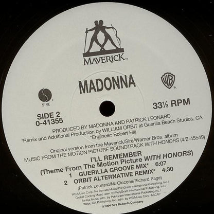 Madonna : I'll Remember (Theme From The Motion Picture With Honors) (12")