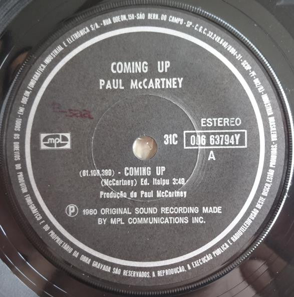 Paul McCartney : Coming Up (7")