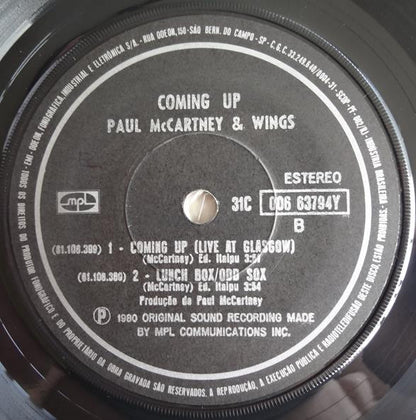 Paul McCartney : Coming Up (7")