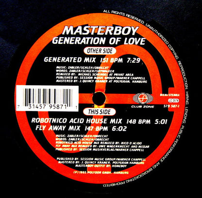 Masterboy : Generation Of Love (Remix) (12")