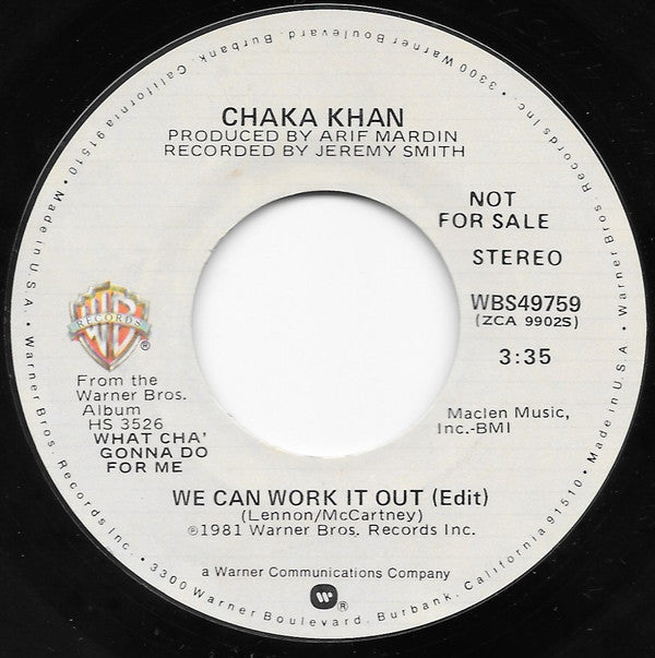 Chaka Khan : We Can Work It Out (7", Promo)