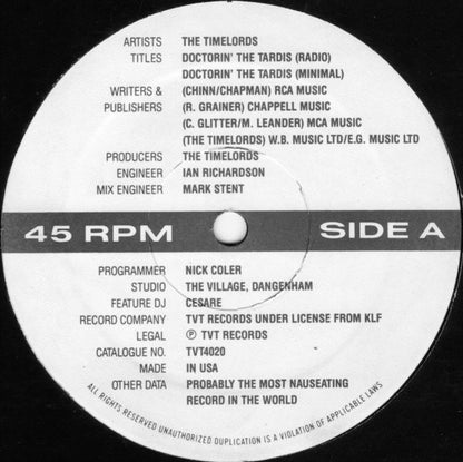 The Timelords : Doctorin' The Tardis (12")