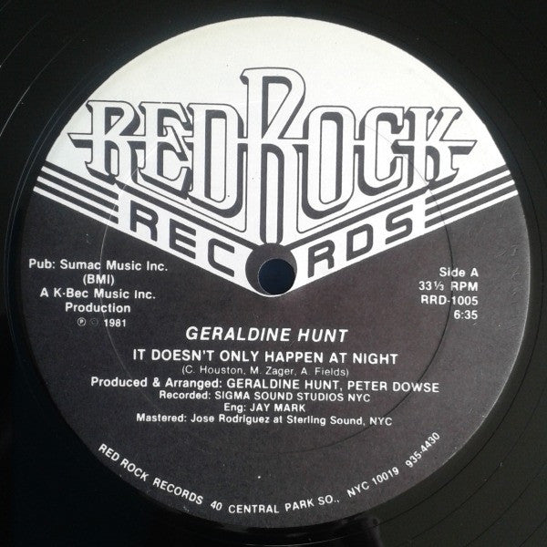 Geraldine Hunt : It Doesn't Only Happen At Night (12", Single)