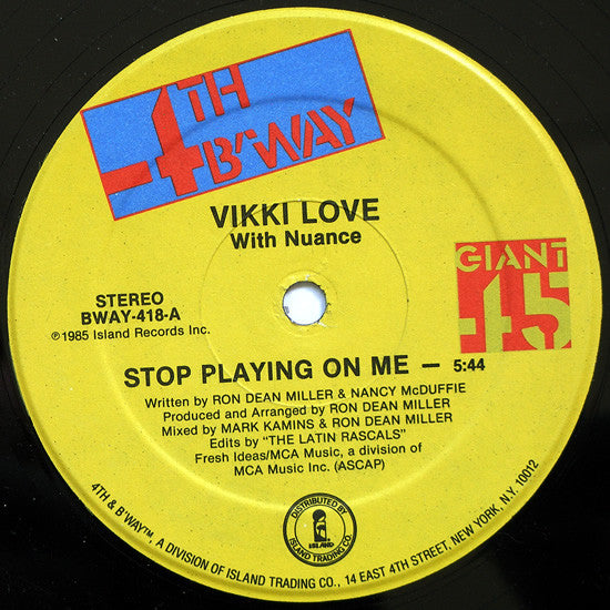 Vikki Love With Nuance : Stop Playing On Me (12", Hau)