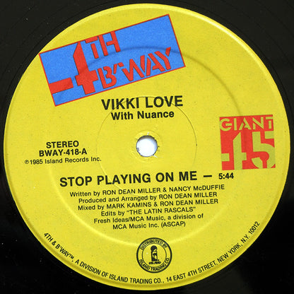 Vikki Love With Nuance : Stop Playing On Me (12", Hau)