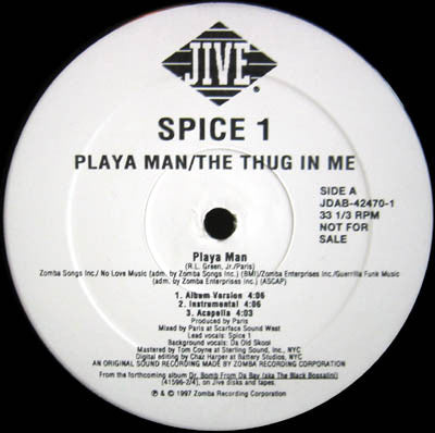 Spice 1 : Playa Man / The Thug In Me (12", Promo)