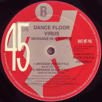 Dance Floor Virus Presents The Police - Ballroom* : Message In A Bottle (12", Single)