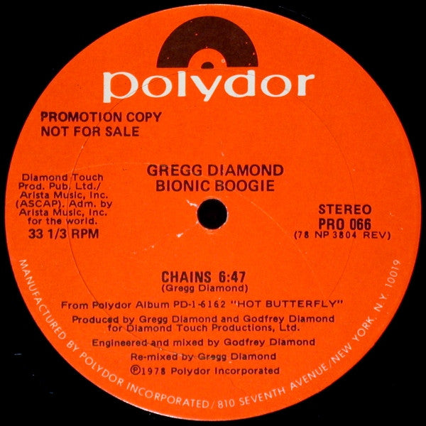 Gregg Diamond, Bionic Boogie : Cream (Always Rises To The Top) / Chains (12", Promo)