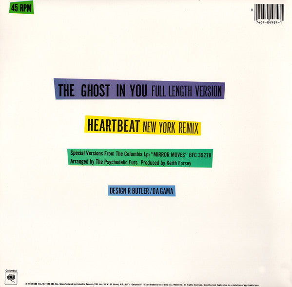 The Psychedelic Furs : The Ghost In You (12", Pit)