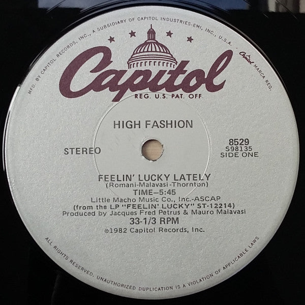 High Fashion : Feelin' Lucky Lately (12", Sil)