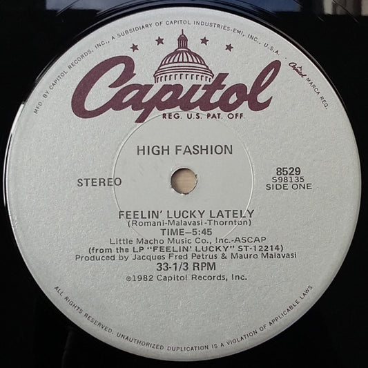 High Fashion : Feelin' Lucky Lately (12", Sil)