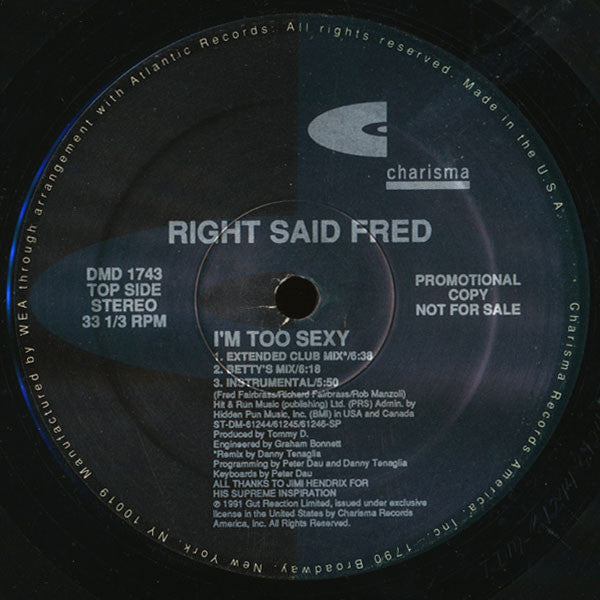 Right Said Fred : I'm Too Sexy (12", Single, Promo)