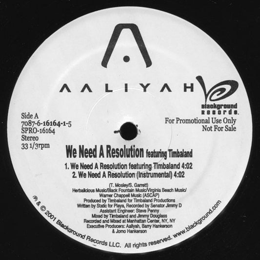 Aaliyah : We Need A Resolution (12", Single, Promo)