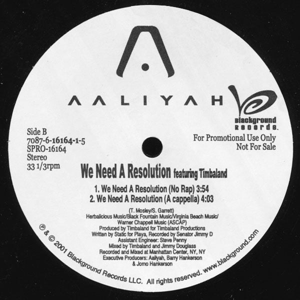 Aaliyah : We Need A Resolution (12", Single, Promo)