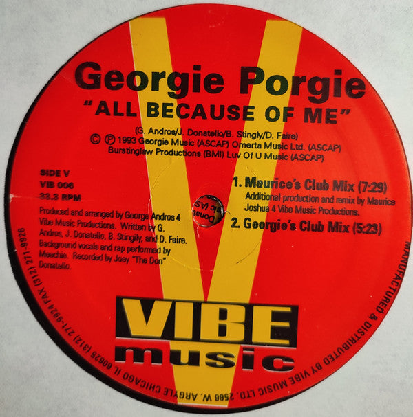 Georgie Porgie : All Because Of Me (2x12")