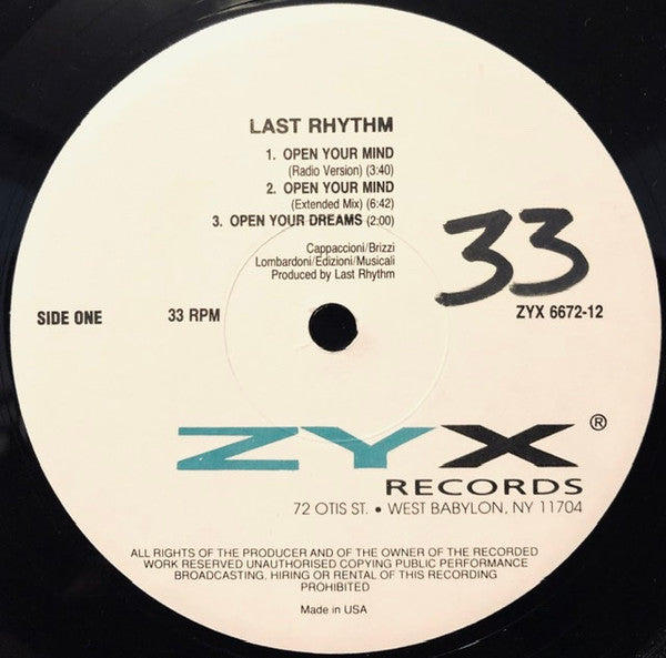 Last Rhythm : Open Your Mind (12")