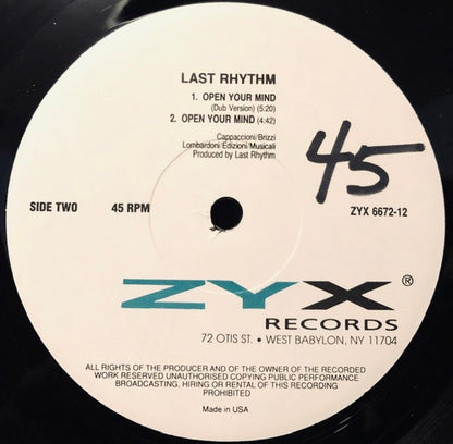 Last Rhythm : Open Your Mind (12")