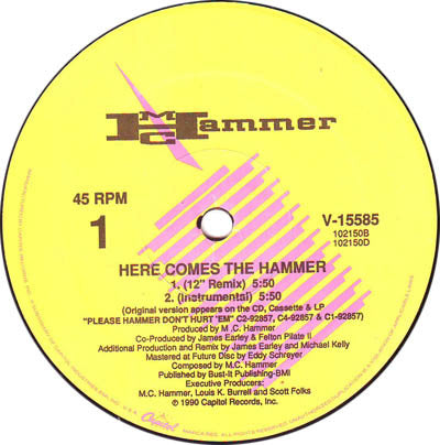 MC Hammer : Here Comes The Hammer (12", Single)
