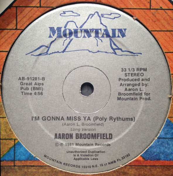 Aaron Broomfield : I'm Gonna Miss Ya (12")