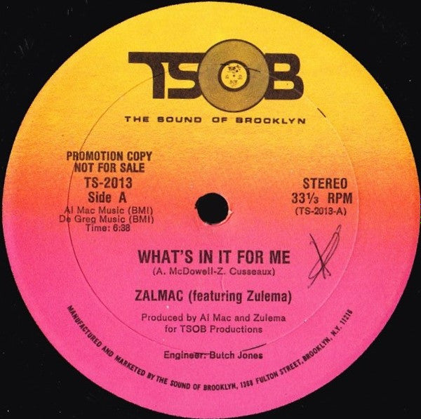 Zalmac : What's In It For Me (12", Promo)
