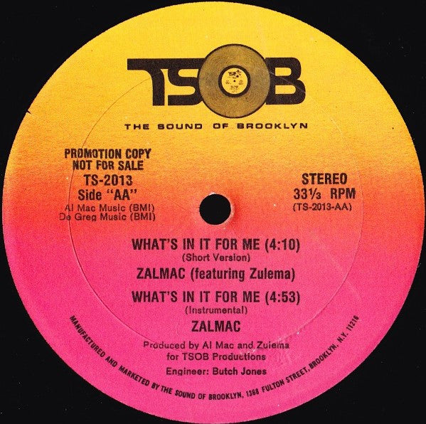 Zalmac : What's In It For Me (12", Promo)