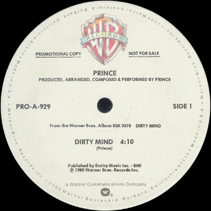 Prince : Dirty Mind (12", Promo)