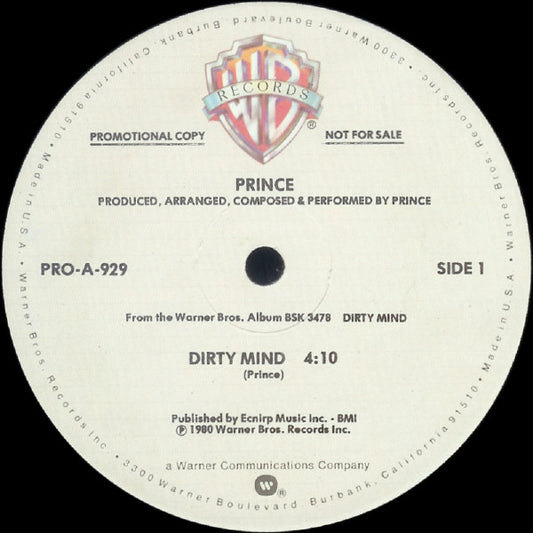 Prince : Dirty Mind (12", Promo)