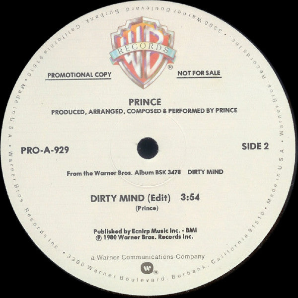 Prince : Dirty Mind (12", Promo)