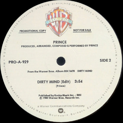 Prince : Dirty Mind (12", Promo)