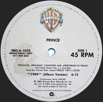 Prince : 1999 (12", Single, Promo)