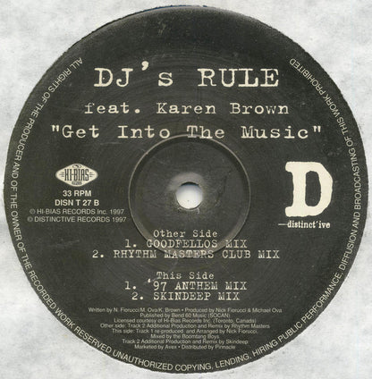 DJ's Rule Feat. Karen Brown : Get Into The Music (12")