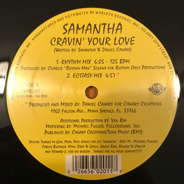 Samantha (7) : Cravin' Your Love (12")