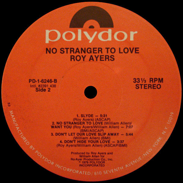 Roy Ayers : No Stranger To Love (LP, Album, 53)